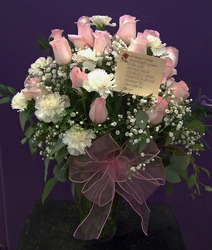 Pink Roses & White Carnations